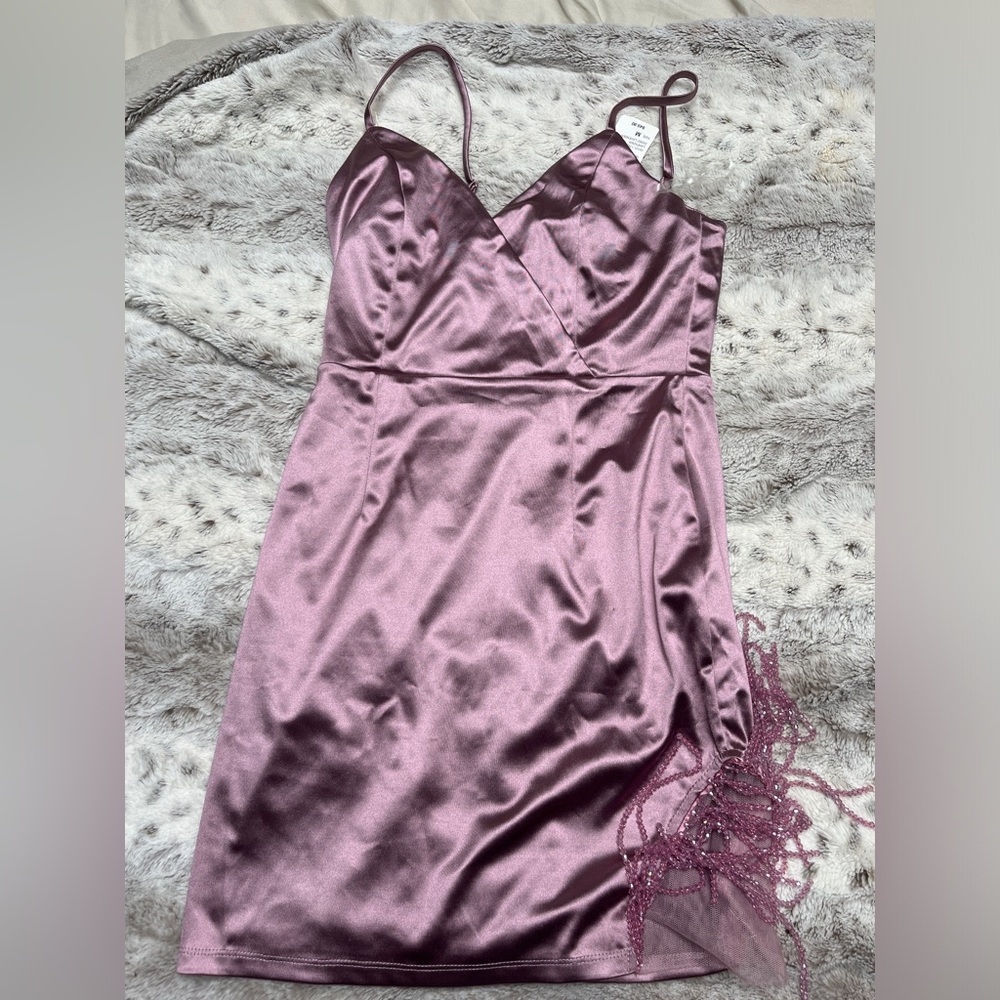 Lavender fringe rhinestone Windsor dress